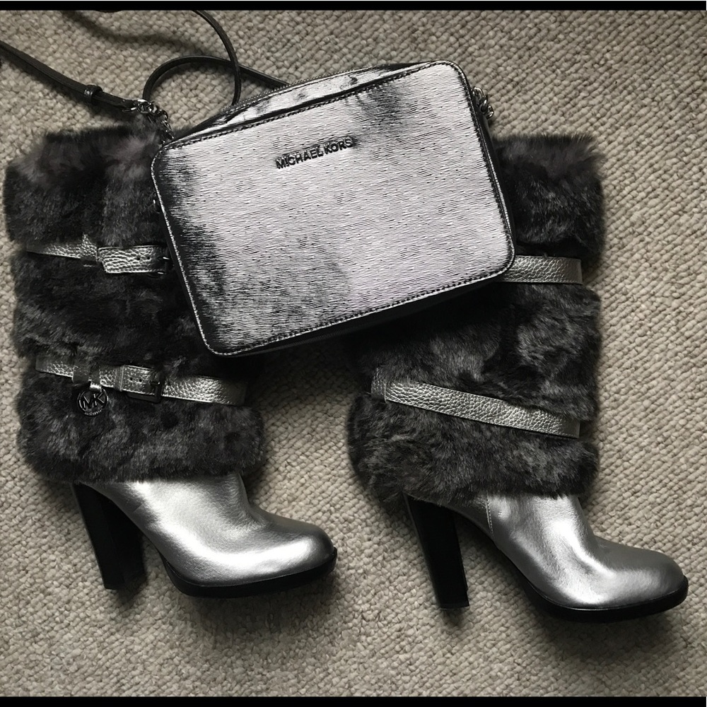Michael Kors Metallic Boots, size 8